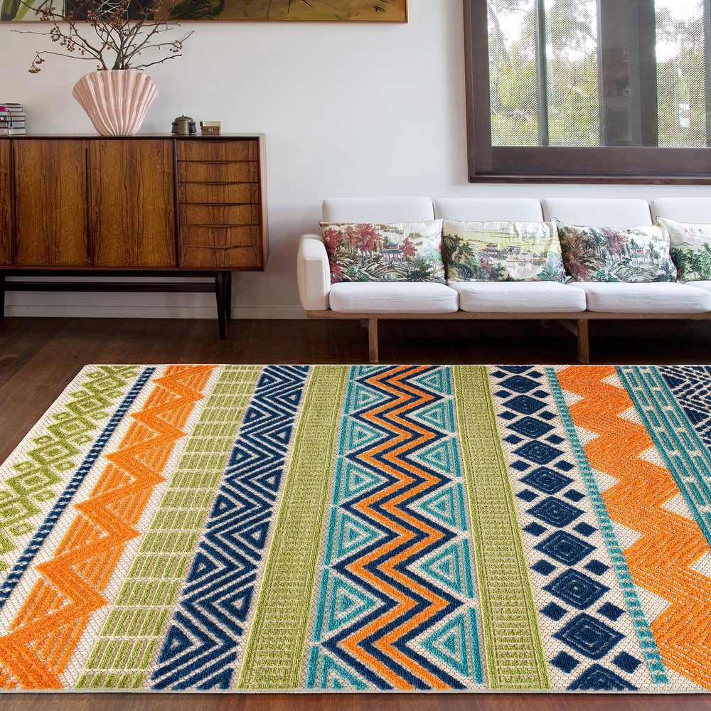 Marbella Contemporary Boho Indoor/Outdoor Area Rug