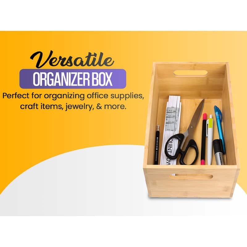 YBM Home & Kitchen 3-compartment Bamboo Drawer Organizer Box Size 15Lx6Wx2.5H #327