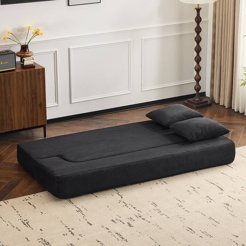 Sectional Sofa With 3 Ottoman Stools - Supportive Foam Fold-Out Bed, Compact Chenille Lounger
