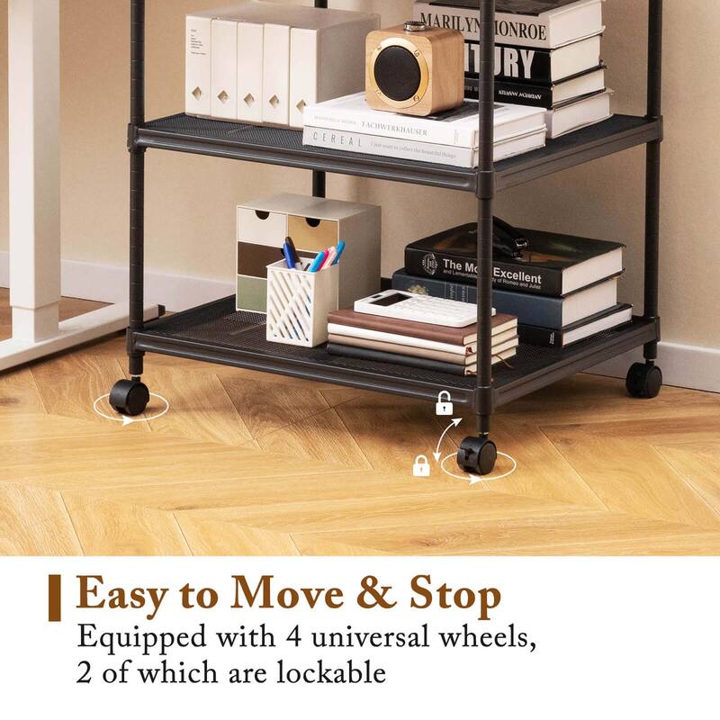 Costway 3-Tier Printer Stand Rolling Fax Cart with Adjustable Shelf & - See Details