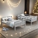 preview thumbnail 2 of 9, Twin Over Full Solid Wood Bunk Kids Bed Frame with Ladder, Safety Guardrail, Convertible Design for Bedroom, Easy Assembly, Grey