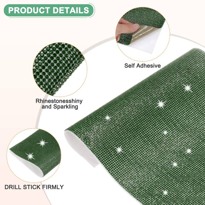 1 Roll Crystal Rhinestone Ribbon, for DIY - Dark Green - 15.75 Inch x 9.45 Inch