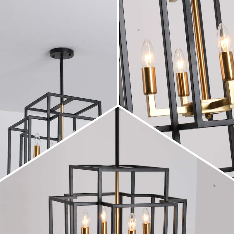 12 Light Black Industrial Metal Chandelier Fixture Rustic Lantern Pendant Lighting