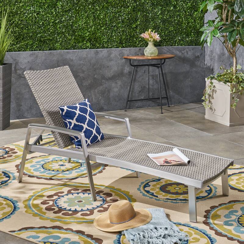 Roomfitters Oxton Outdoor Aluminum Chaise Lounge with Breathable Mesh Seat, Patio Recliner, Grey - Grey