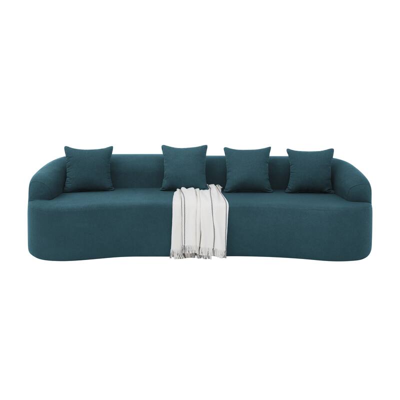 Roomfitters Curved Modular Sectional Sofa in Lamb's Wool Fabric, Modern Compressed Sofa No Assembly, Cozy for Living Room