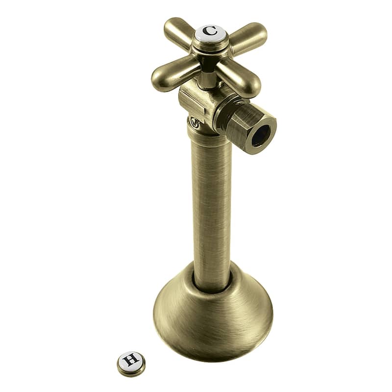 Kingston Brass Vintage 1/2" Sweat x 3/8" OD Comp Angle Shut-Off Valve with 5" Extension - Antique Brass