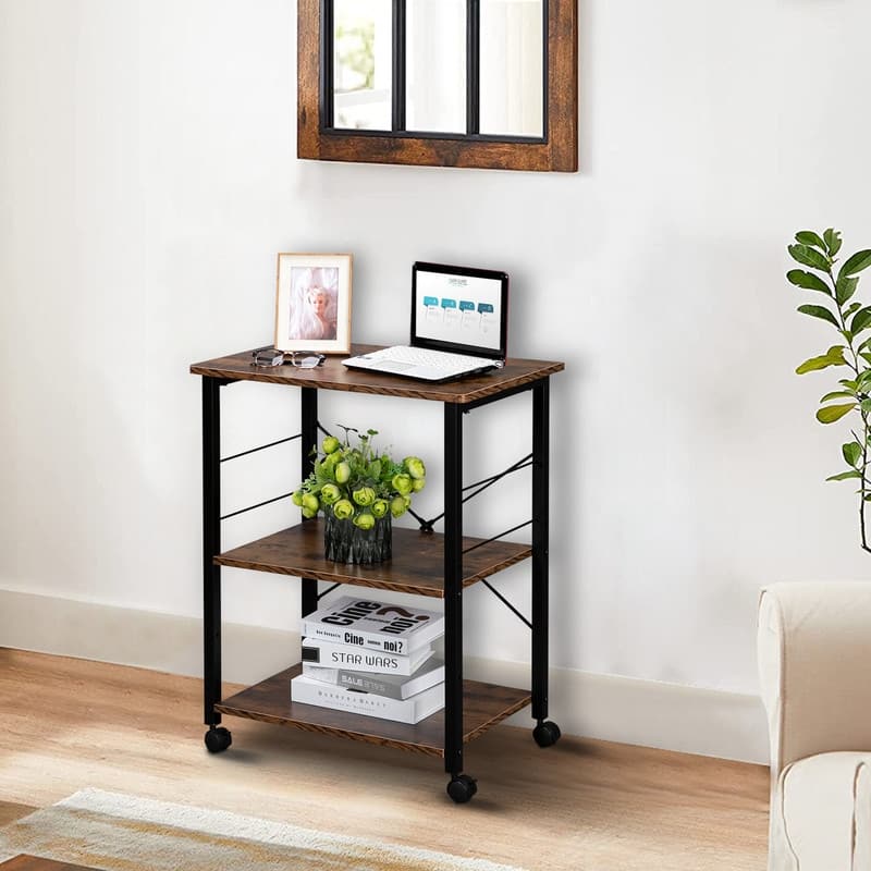 Baker's Rack 3-Tier Microwave Oven Stand Shelf with 10 Hooks