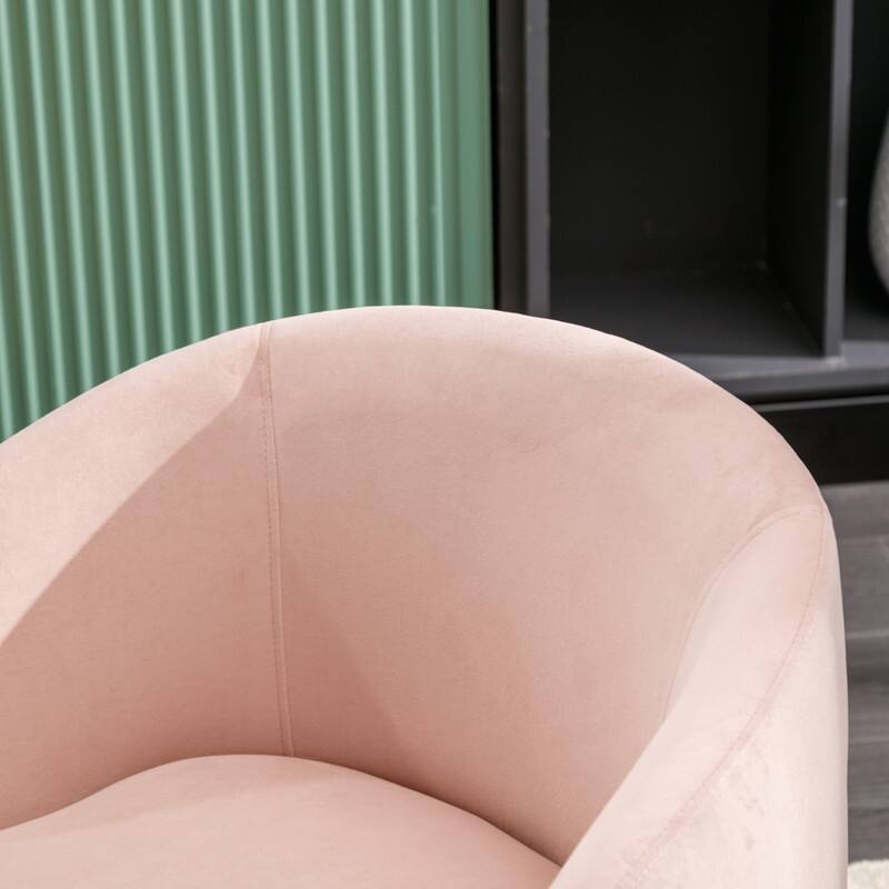 Velvet Fabric Swivel Accent Barrel Chair With Powder Coating Metal Ring