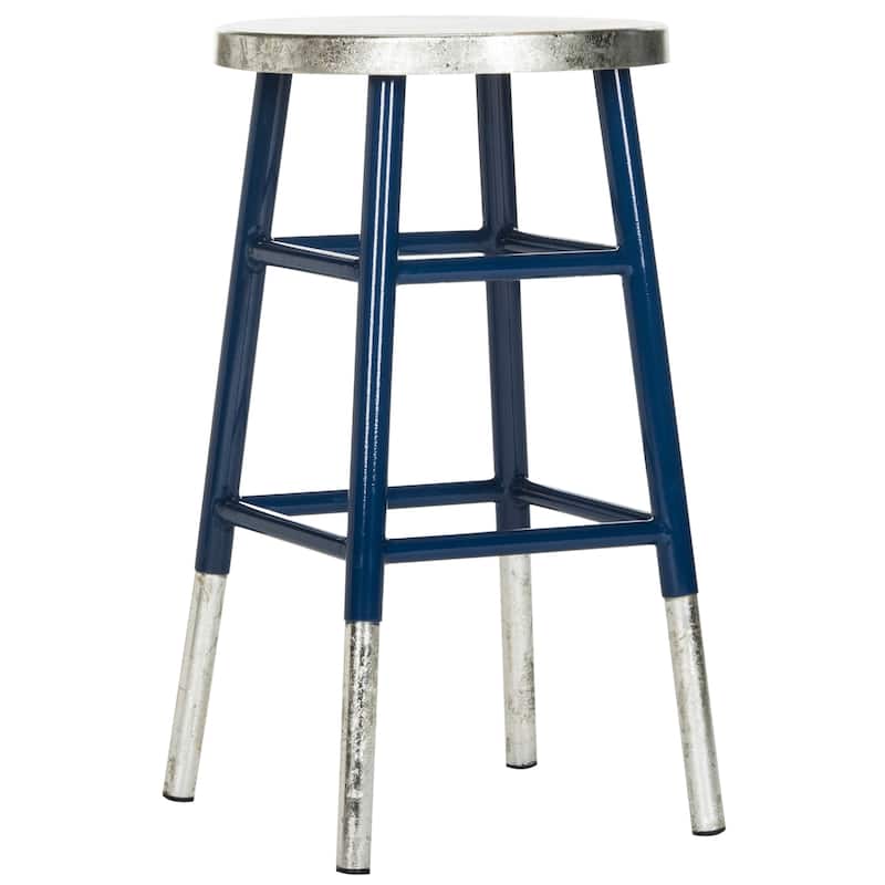 SAFAVIEH Verlene 24 Inch Silver Dipped Black / Silver Counter Stool - 13.5" x 13.5" x 24" - 14Wx14Dx24H