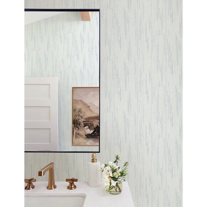 A-Street Prints Baris Aqua Stipple Stripe Wallpaper