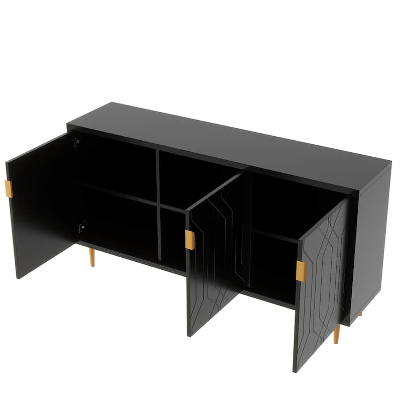 Modern TV Stand for TV up to 70 inch, Console Table with Adjustable Shelves,Storage Sideboard Cabinet for Living Room