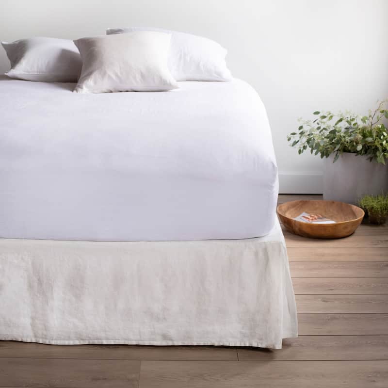 100% French Linen Bedskirt by BOKSER HOME - Twin XL - Cream