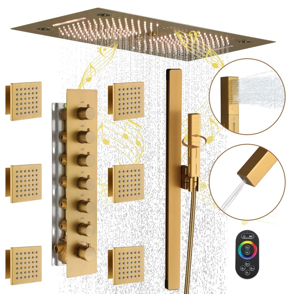 6-Function LED 64-Color with Music Deluxe Thermostatic Shower System