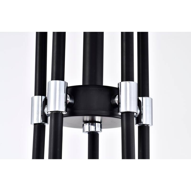 Laruda Semi Flush Mount Ceiling Light Modern-Sputnik Style Matte Black and Silver Finish 5-Light - N/A