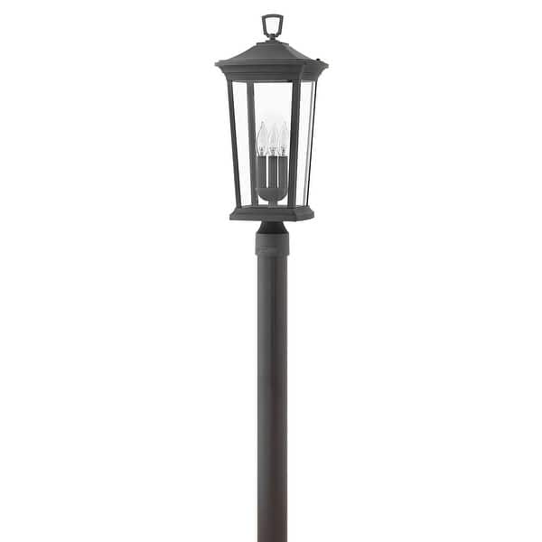 slide 1 of 1, Hinkley Lighting Bromley 12v 10.5w 3 Light 23" Tall Single Head Post Museum Black