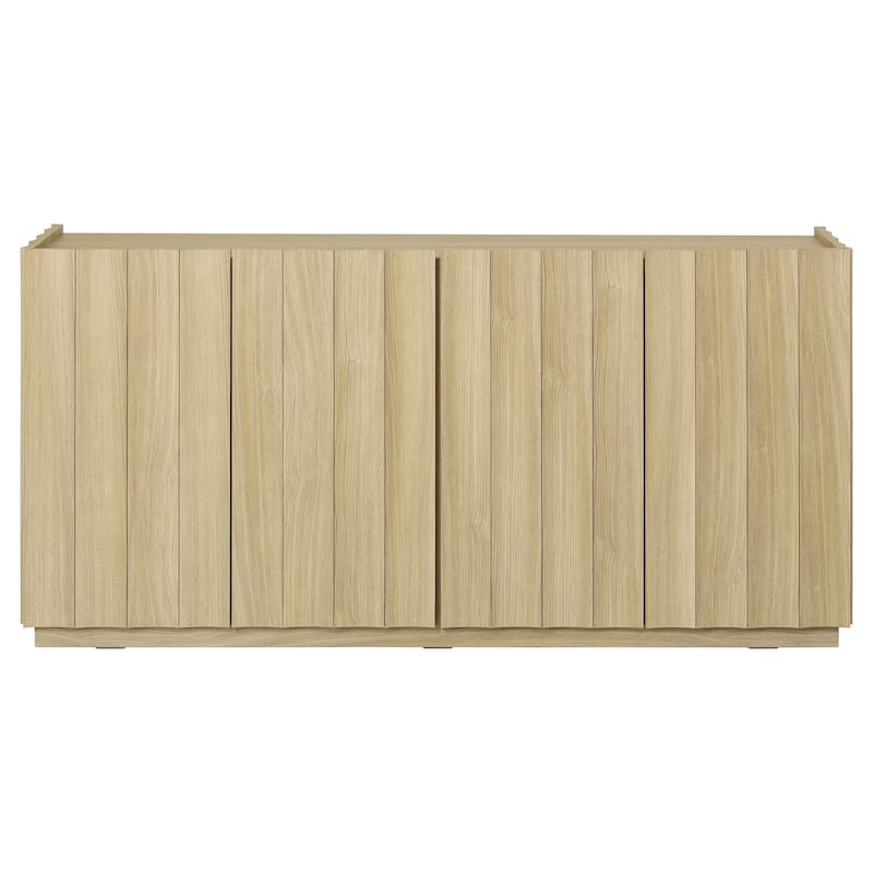 SAFAVIEH Home Bloom Scalloped 2-Door Sideboard / Media Stand - 64"W x 16"D x 32"H - Light Oak