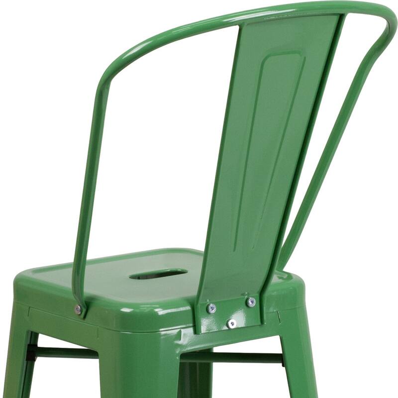 24'' High Metal Indoor-Outdoor Counter Height Stool with Back