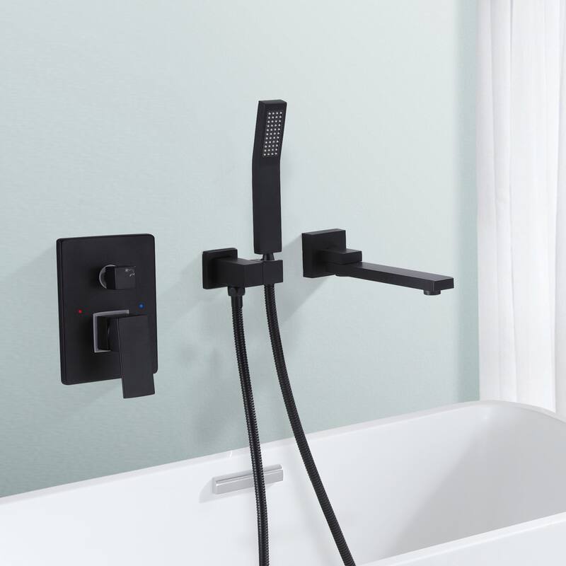 Solid Brass Wall Mounted Roman Tub Faucet with Swivel Tub Spout and Rough-in Valve