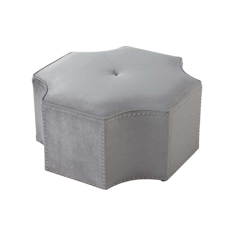 HomeRoots 33" Gray Linen Specialty Cocktail Ottoman