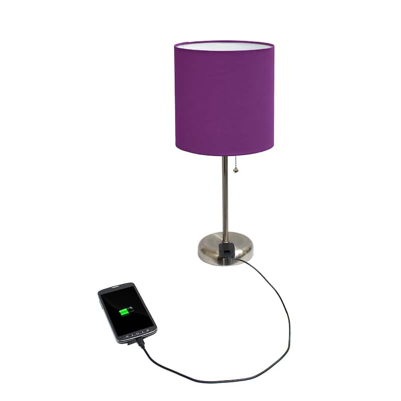 Porch & Den Custer Metal/ Fabric Lamp with Charging Outlet