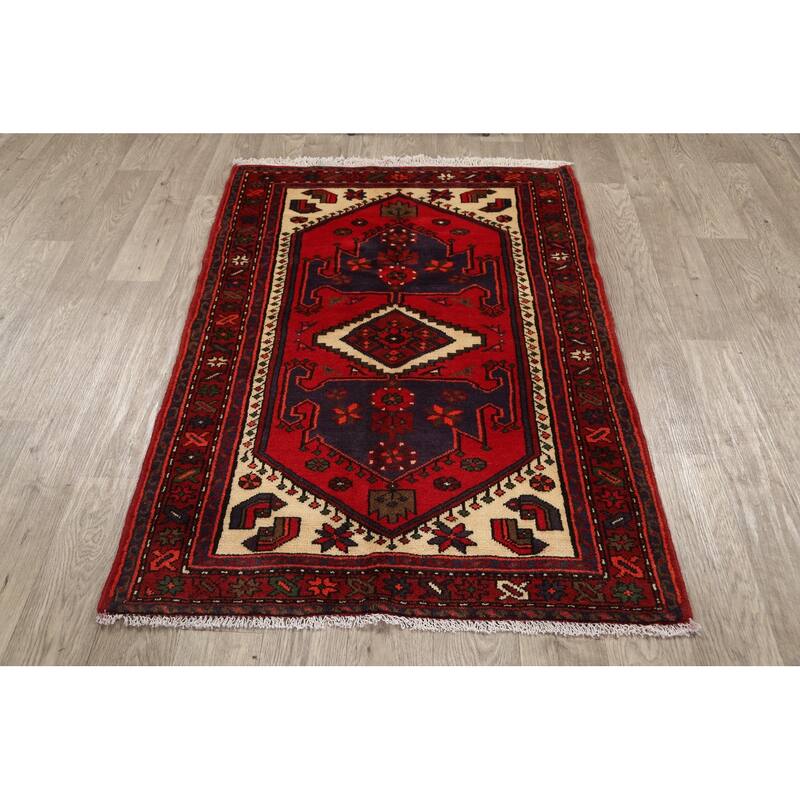 Tribal Traditional Hamedan Persian Area Rug Wool Hand-knotted Carpet - 3'4" x 4'7"