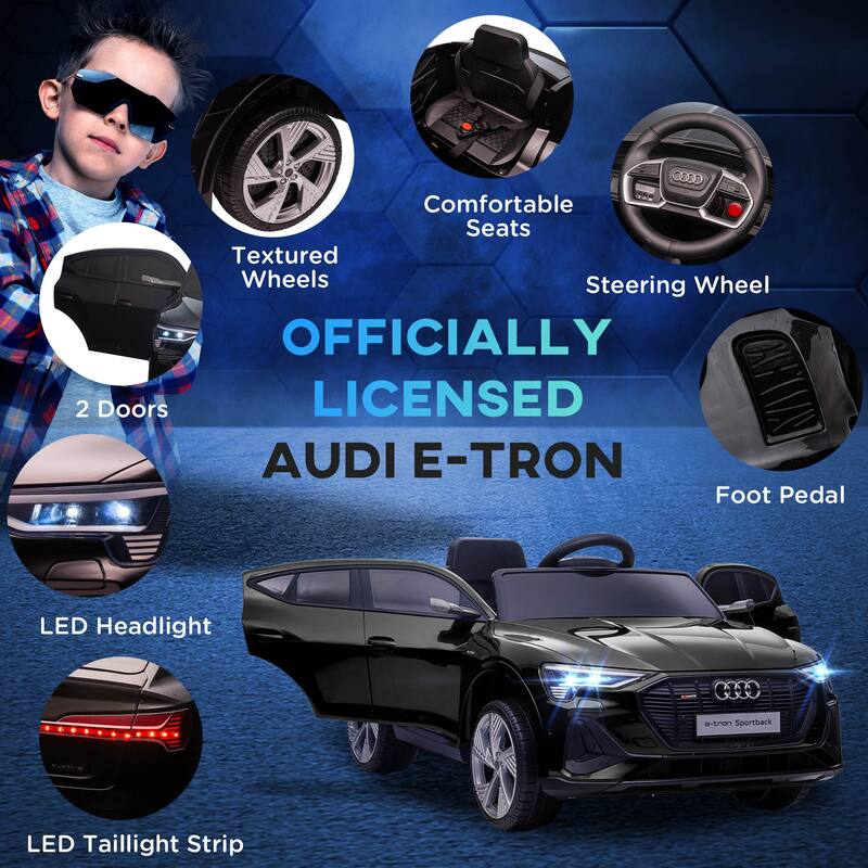 12V Audi E-tron Kids Electric Ride-On Car with Remote Control, LED Lights, MP3 Player & Suspension for Indoor & Outdoor Use