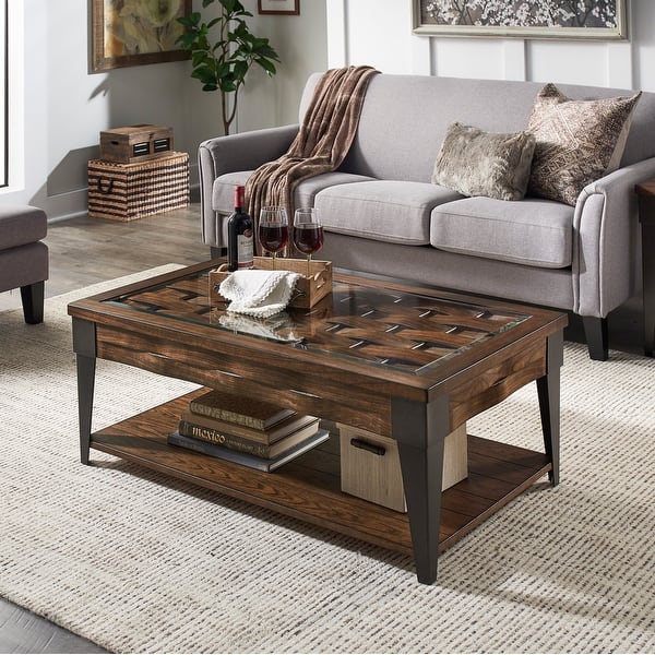 Cain Dark Brown Wood and Metal Tables by iNSPIRE Q Modern On Sale