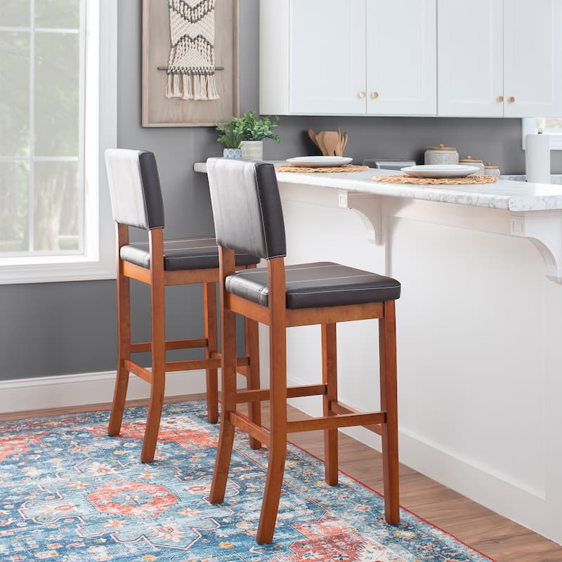 Linon Clover Dark Brown Faux Leather 30-inch Bar Stool