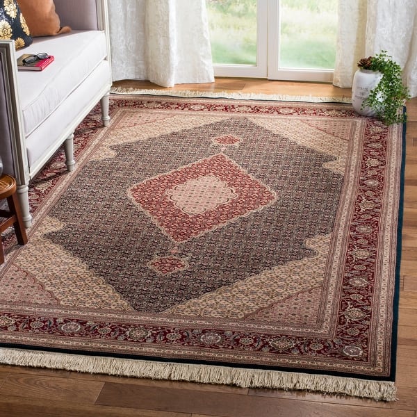 slide 2 of 7, SAFAVIEH Couture Hand-knotted Tabriz Herati Aranita Traditional Oriental Wool Rug with Fringe 8' x 10' - Brown