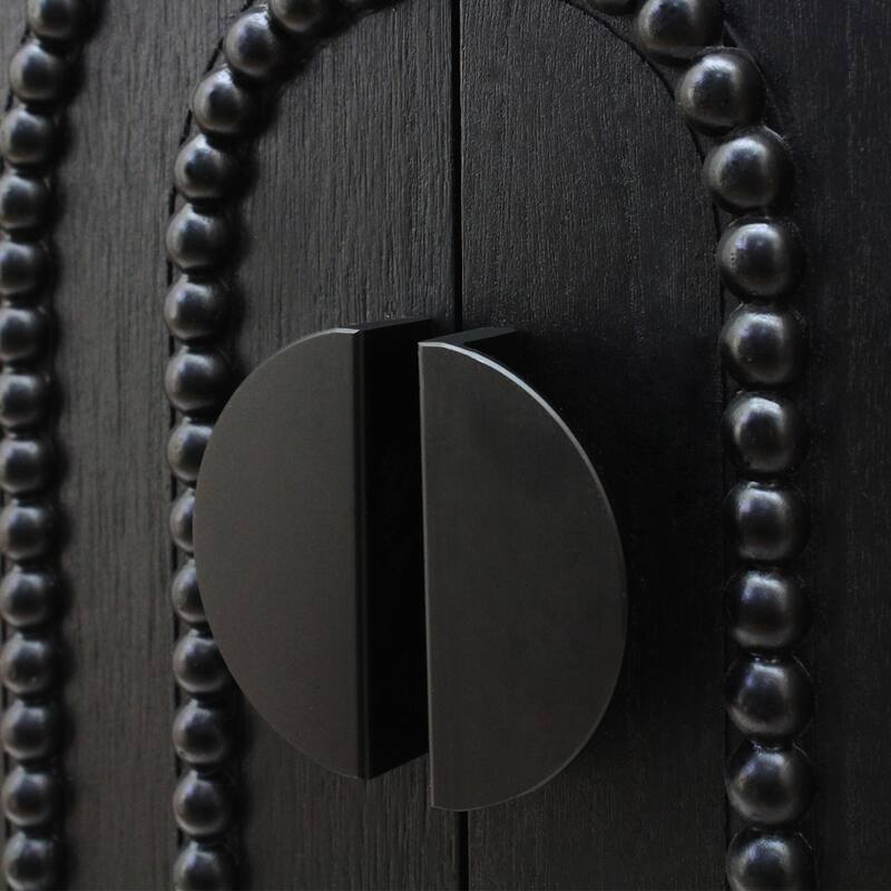Modern Black Wood Storage Cabinet, 31in Accent Cabinet with Embossed Door for Living Room, Bedroom, or Entryway