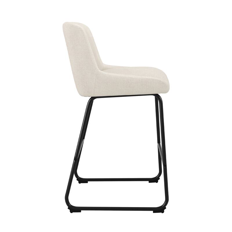 Counter Height Bar Stools with Metal Frame Upholstered Kitchen Island Stool in Faux Leather or Fabric