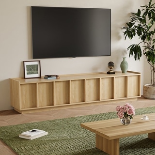 78.74" Modern TV Stands with Brown Wood Grain,Mid Century Media Console With 4 Cabinets
