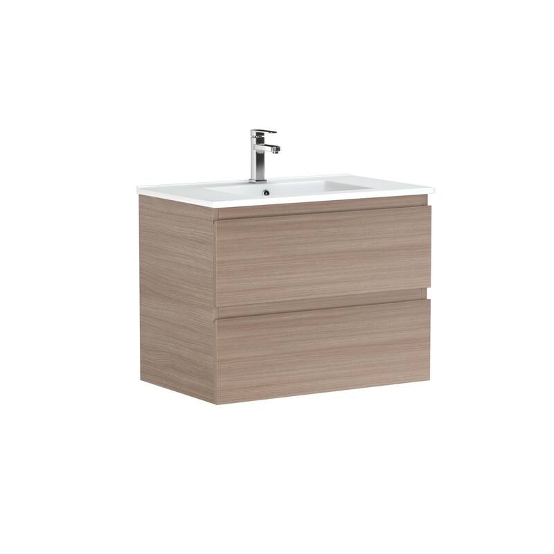 CB HOME 24''/30''/36''/48''/60'' Wall Mounted Bathroom Vanity with Sink, OAK Floating Bathroom Vanity Cabinet with Sink,Drawers.