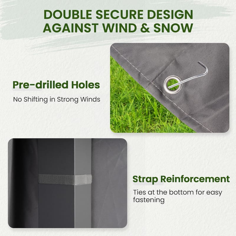 EROMMY Waterproof Pergola Winter Cover with Sidewalls, Mesh Windows and Roll-Up Door, All-Season Weather Enclosure