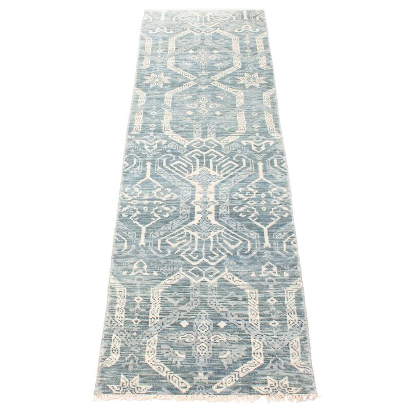 ECARPETGALLERY Hand-knotted Mystique Dark Teal Wool Rug - 2'6 x 9'10