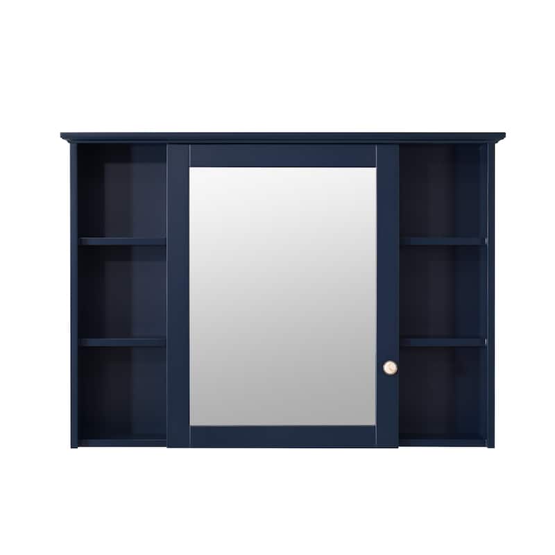 Modern Surface Mount Solid Wood Framed Medicine Cabinet With Mirror and Shelves