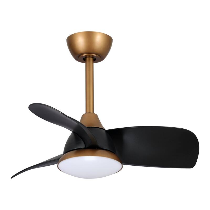 28" Black Modern Dimmable LED Ceiling Fan with Light and Remote