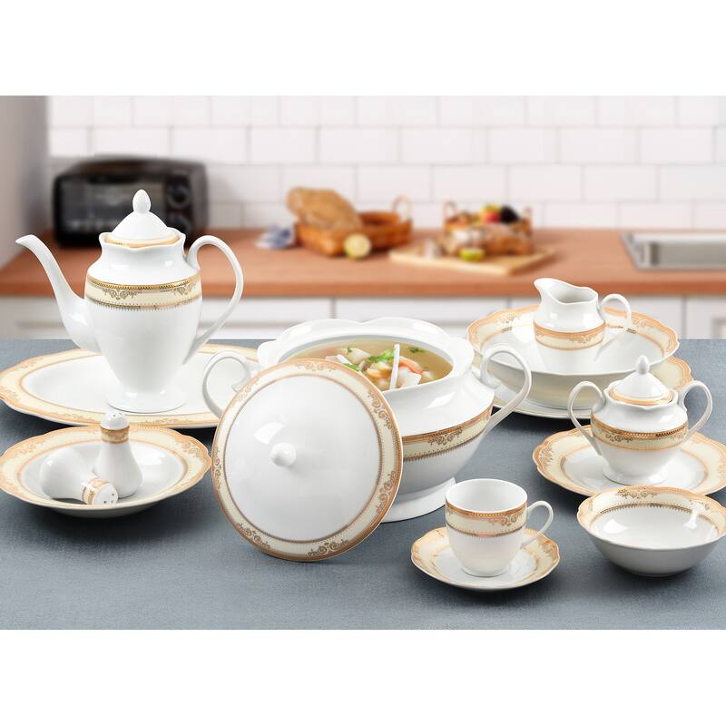 Lorren Home Trends Porcelain Souptureen w/Lid Isabella Bed Bath