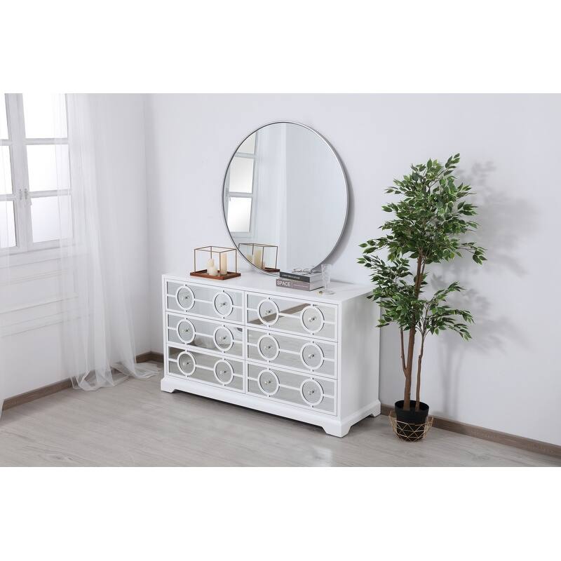 60 in. 6 Drawer Mirrored Cabinet