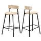 preview thumbnail 30 of 28, Hand Woven Bar Stools with Back Set of 2 Paper Rope Round Barstools with Footrest for Kitchen Island & Dining Rooms