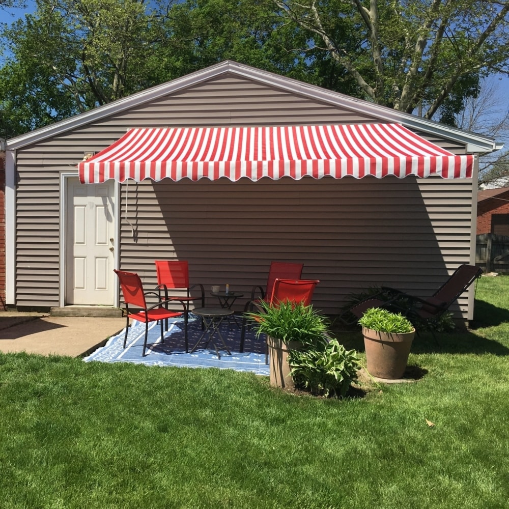 Vidaxl Vidaxl Manual Retractable Awning With Led 137 8 Blue And