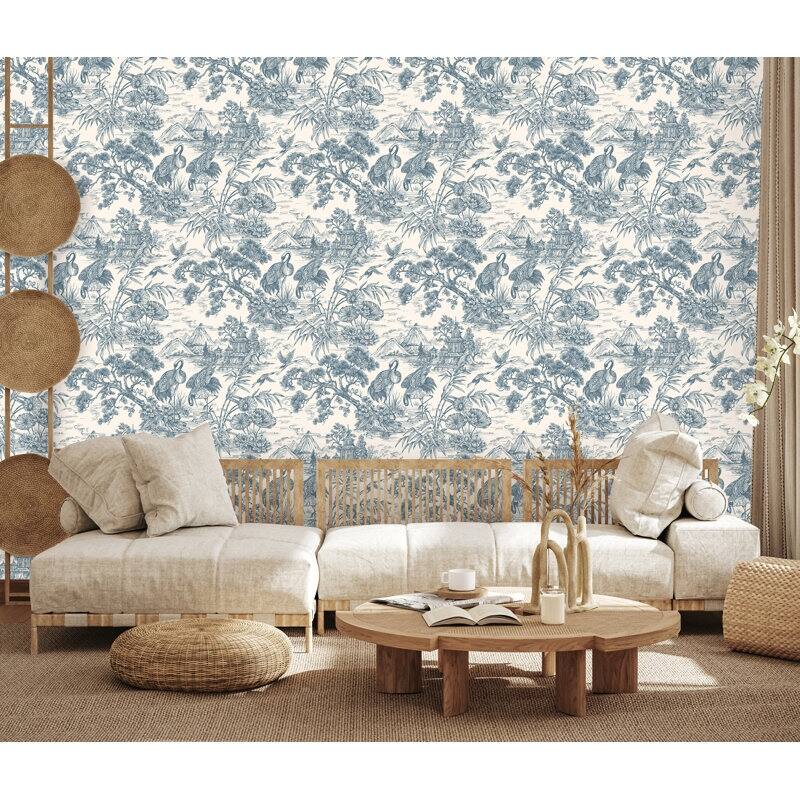 Natoru Crane Toile Non-Pasted Wallpaper - Covers 56 Square Feet