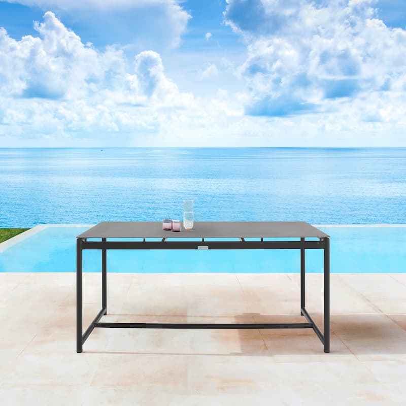 Royal Black Aluminum & Teak 7-Piece Outdoor Dining Set