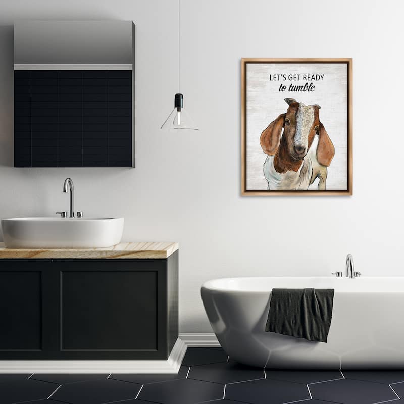 Stupell Ready To Tumble Laundry Goat Framed Floater Canvas Wall Art Design By Lettered and Lined