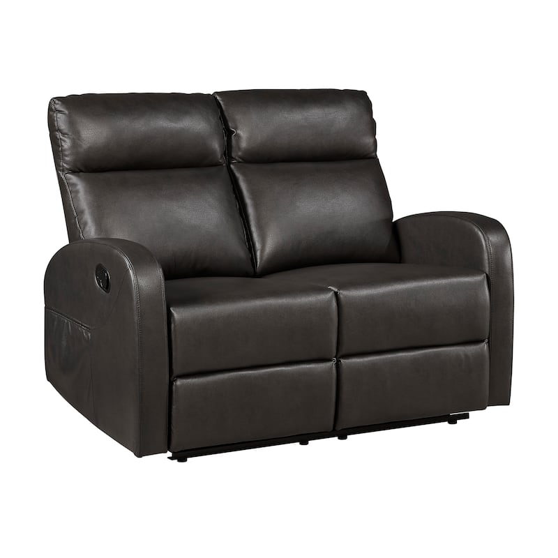 Oliver Manual Double Reclining Loveseat - Espresso (Faux Leather)