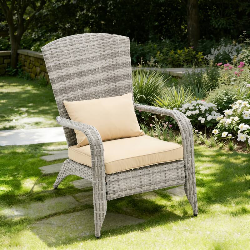 Outdoor Rattan Wicker Accent Chair with All-Weather Cushions
