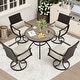 preview thumbnail 37 of 41, EROMMY Outdoor Dining Set, Swivel Rocking Chairs, Rectangular Table w Umbrella Hole, Patio Furniture Set for Backyard