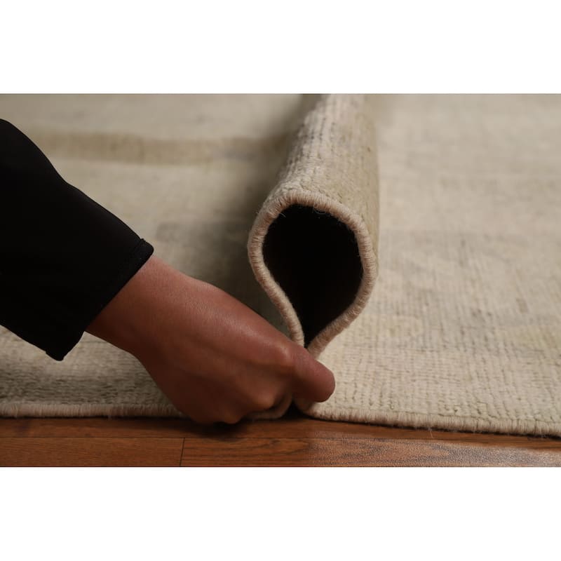 Hand Knotted Oriental 100% Wool Carpet Transitional All-Over Beige & Ivories Oushak Area Rug - 11' 11'' X 9' 5''