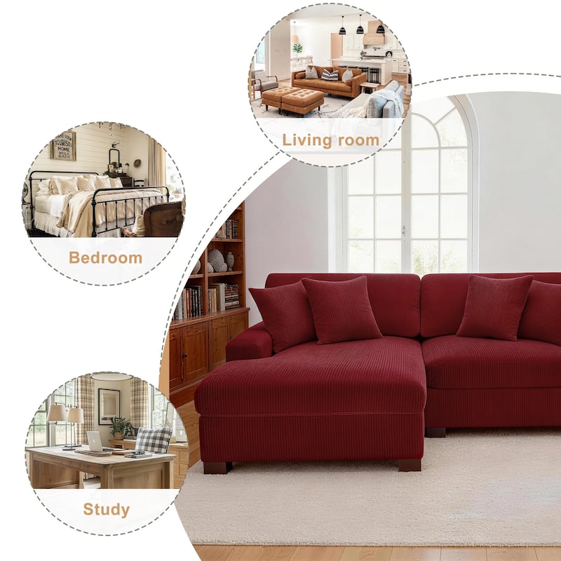 Oversized L-shaped Modular Sectional Sofa with Chaise Lounge