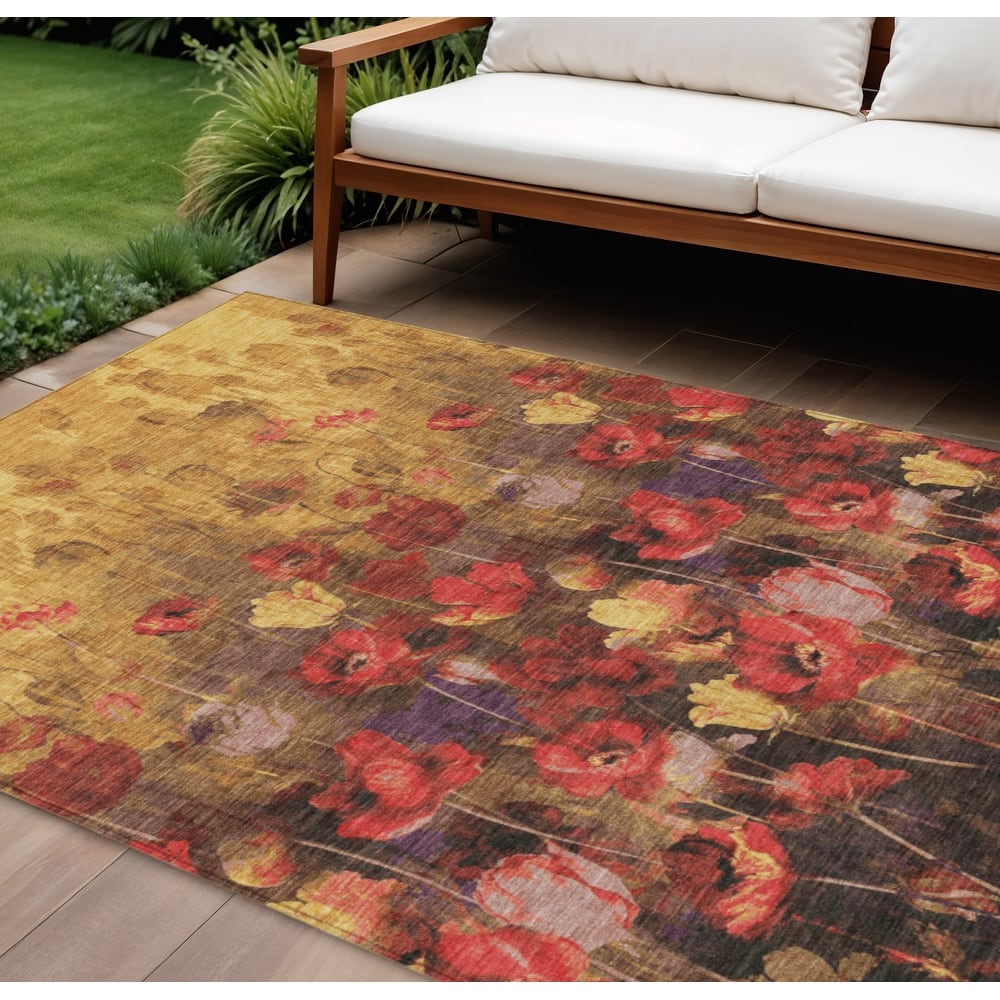 HomeRoots Floral Transitional Rectangle Outdoor Rug